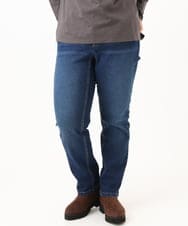 OLLLD21099 eur3(エウルキューブ) 【WEB先行販売】【大きいサイズ/裏起毛】ゆるフィットデニム ネイビー