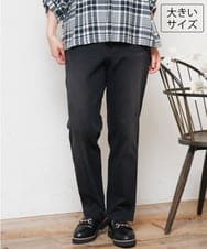 OLLLD21099 eur3(エウルキューブ) 【WEB先行販売】【大きいサイズ/裏起毛】ゆるフィットデニム ブラック
