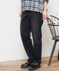 OLLLD21099 eur3(エウルキューブ) 【WEB先行販売】【大きいサイズ/裏起毛】ゆるフィットデニム ブラック