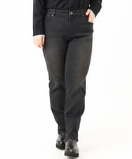 OLLLD21099 eur3(エウルキューブ) 【WEB先行販売】【大きいサイズ/裏起毛】ゆるフィットデニム ブラック