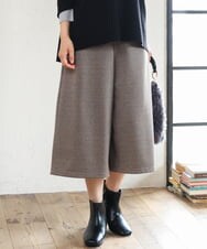 OLLLD26099 eur3(エウルキューブ) 【大きいサイズ】ジャージーキュロットパンツ ダークブラウン
