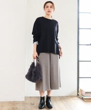 OLLLD26099 eur3(エウルキューブ) 【大きいサイズ】ジャージーキュロットパンツ ダークブラウン