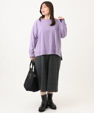 OLLLD26099 eur3(エウルキューブ) 【大きいサイズ】ジャージーキュロットパンツ ダークグレー