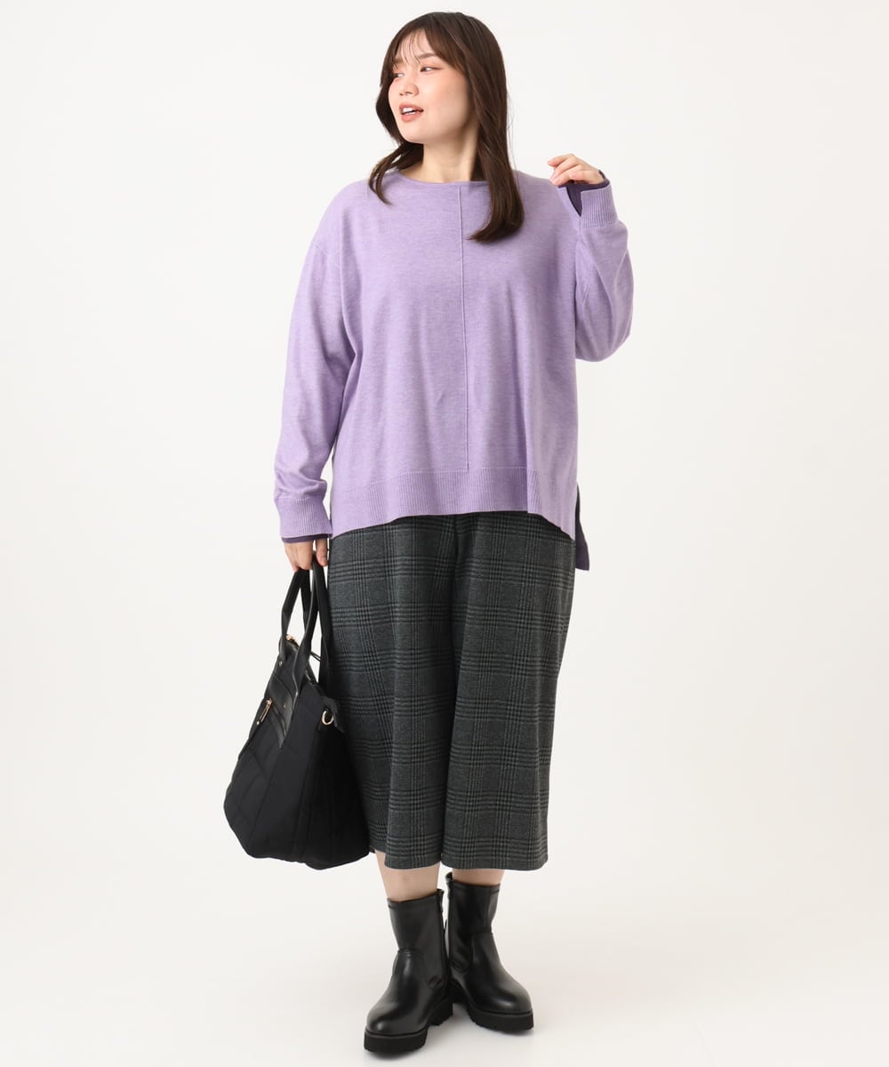 OLLLD26099 eur3(エウルキューブ) 【大きいサイズ】ジャージーキュロットパンツ ダークグレー