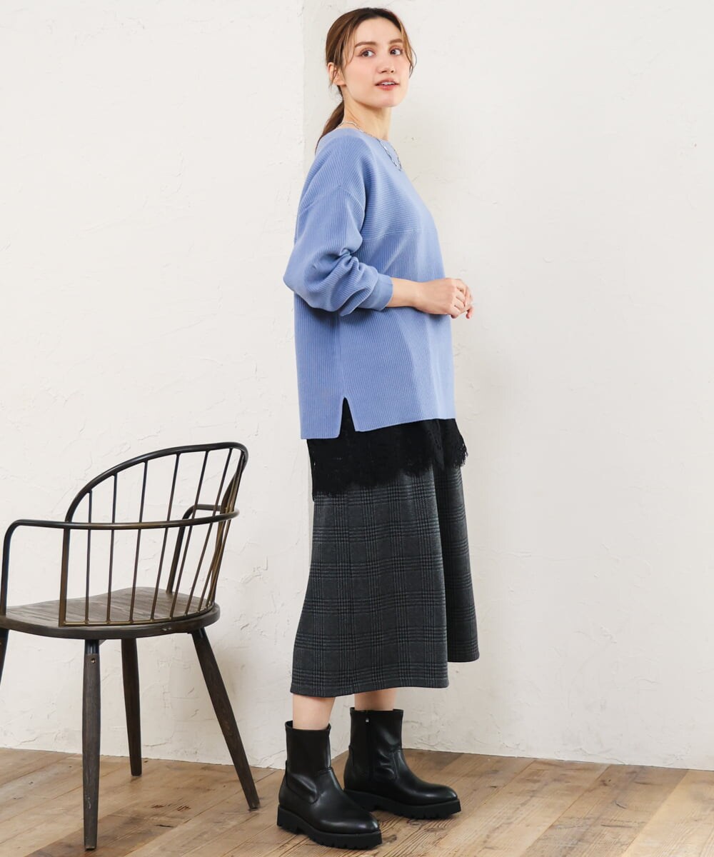 OLLLD26099 eur3(エウルキューブ) 【大きいサイズ】ジャージーキュロットパンツ ダークグレー