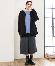 OLLLD26099 eur3(エウルキューブ) 【大きいサイズ】ジャージーキュロットパンツ ダークグレー