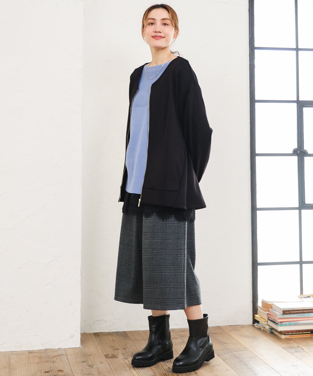 OLLLD26099 eur3(エウルキューブ) 【大きいサイズ】ジャージーキュロットパンツ ダークグレー