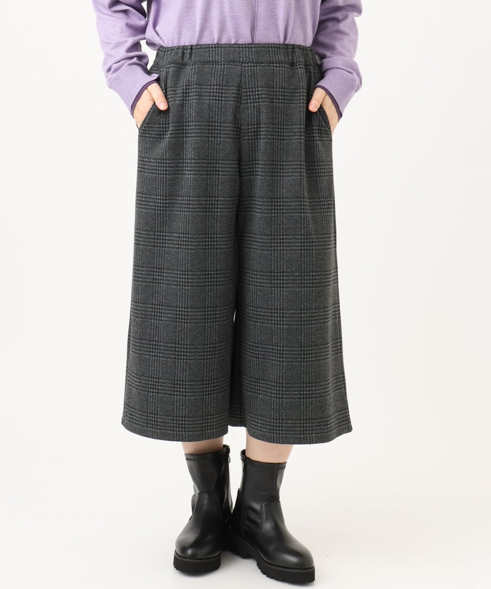OLLLD26099 eur3(エウルキューブ) 【大きいサイズ】ジャージーキュロットパンツ ダークグレー