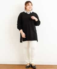 OLLLM04075 eur3(エウルキューブ) 【大きいサイズ】裏起毛のびのびスリムパンツ ホワイト(90)