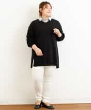 OLLLM04075 eur3(エウルキューブ) 【大きいサイズ】裏起毛のびのびスリムパンツ ホワイト(90)