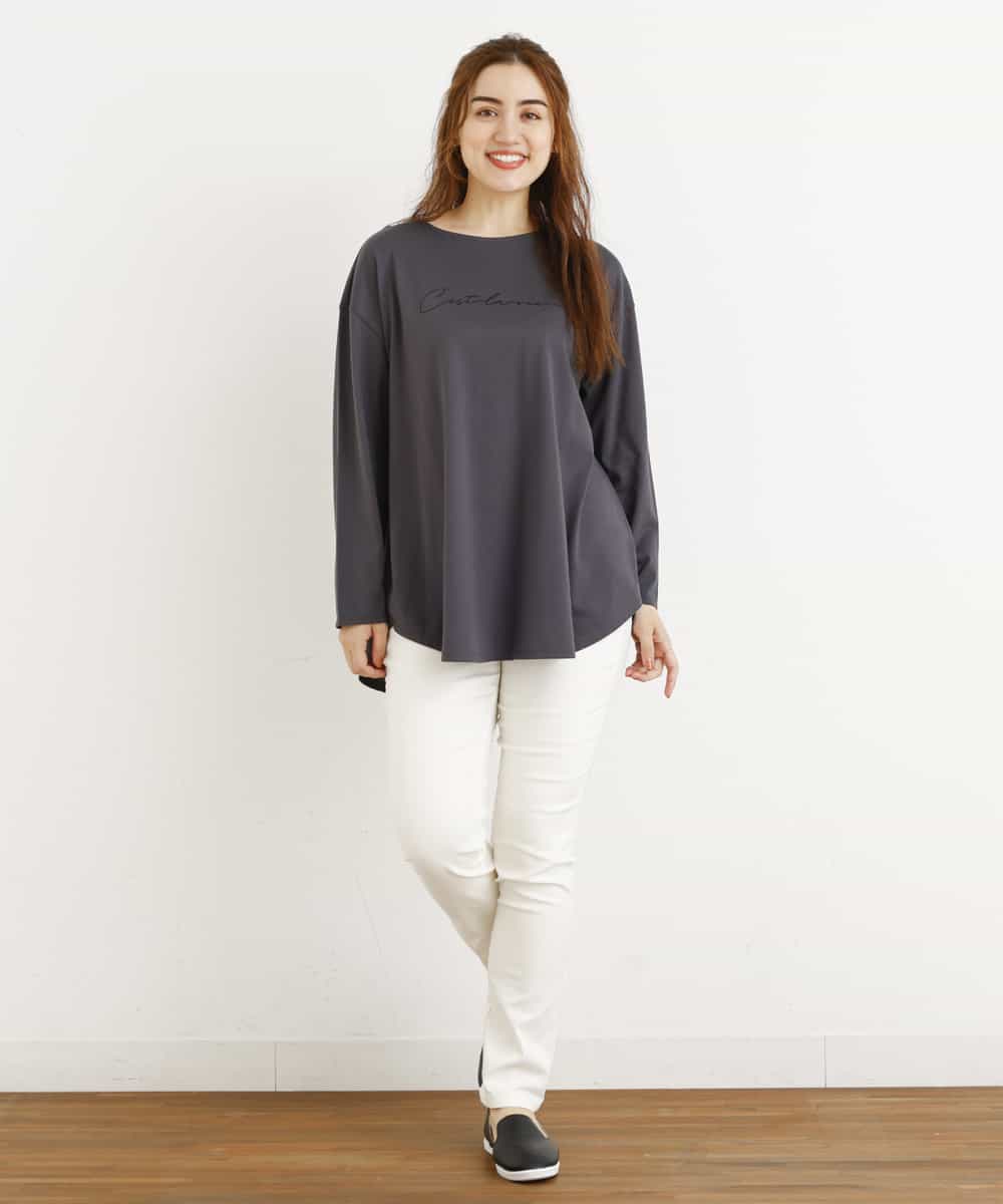 OLLLM04075 eur3(エウルキューブ) 【大きいサイズ】裏起毛のびのびスリムパンツ ホワイト(90)