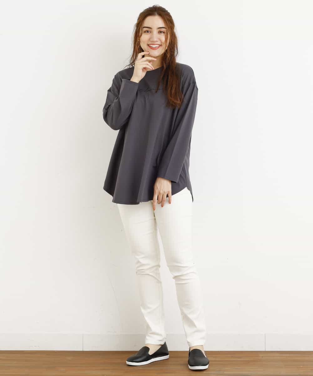 OLLLM04075 eur3(エウルキューブ) 【大きいサイズ】裏起毛のびのびスリムパンツ ホワイト(90)
