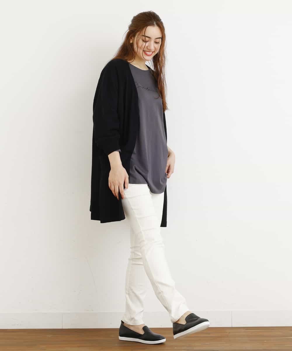 OLLLM04075 eur3(エウルキューブ) 【大きいサイズ】裏起毛のびのびスリムパンツ ホワイト(90)