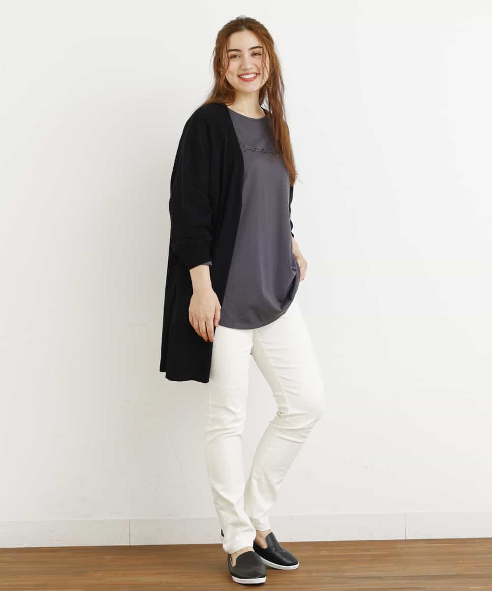 OLLLM04075 eur3(エウルキューブ) 【大きいサイズ】裏起毛のびのびスリムパンツ ホワイト(90)