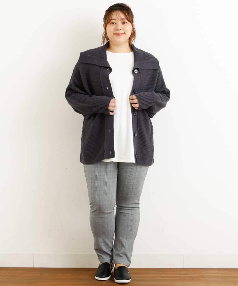 OLLLM04075 eur3(エウルキューブ) 【大きいサイズ】裏起毛のびのびスリムパンツ グレー(92)