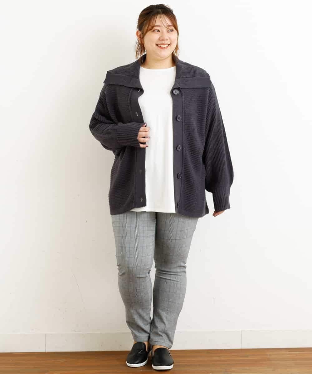 OLLLM04075 eur3(エウルキューブ) 【大きいサイズ】裏起毛のびのびスリムパンツ グレー(92)