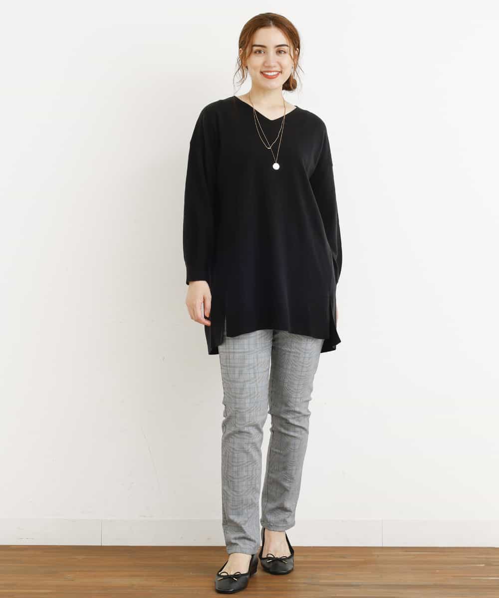 OLLLM04075 eur3(エウルキューブ) 【大きいサイズ】裏起毛のびのびスリムパンツ グレー(92)
