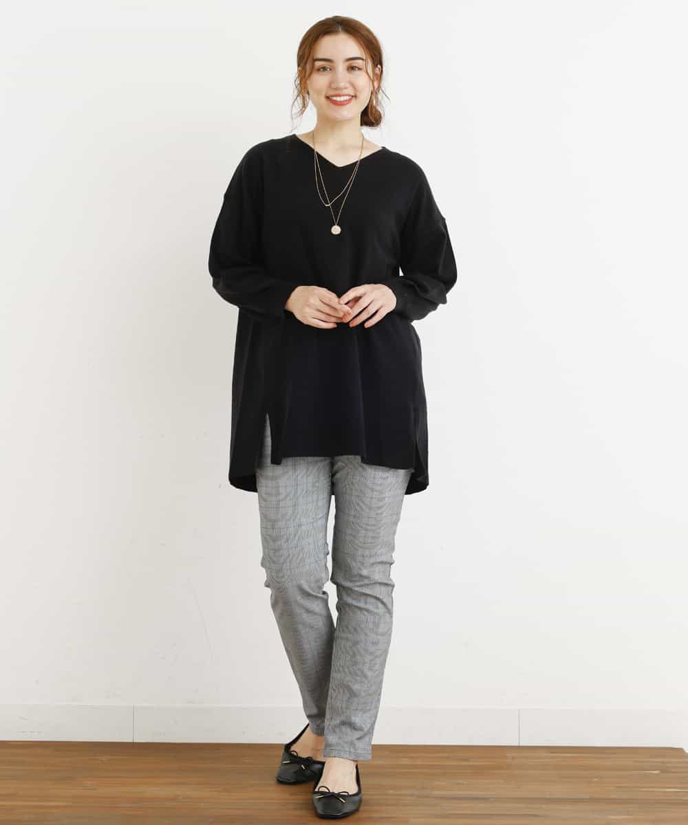 OLLLM04075 eur3(エウルキューブ) 【大きいサイズ】裏起毛のびのびスリムパンツ グレー(92)