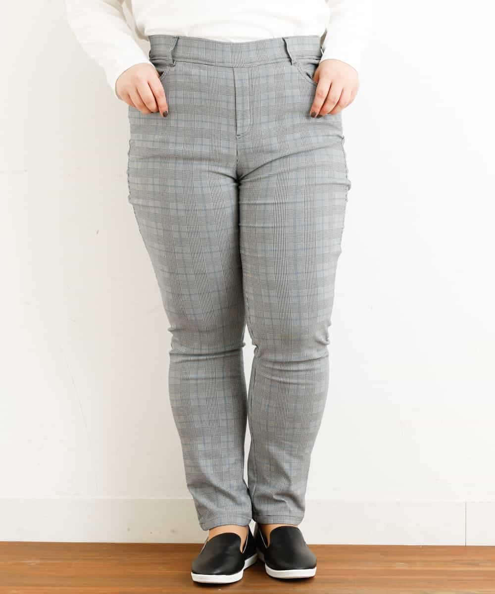OLLLM04075 eur3(エウルキューブ) 【大きいサイズ】裏起毛のびのびスリムパンツ グレー(92)