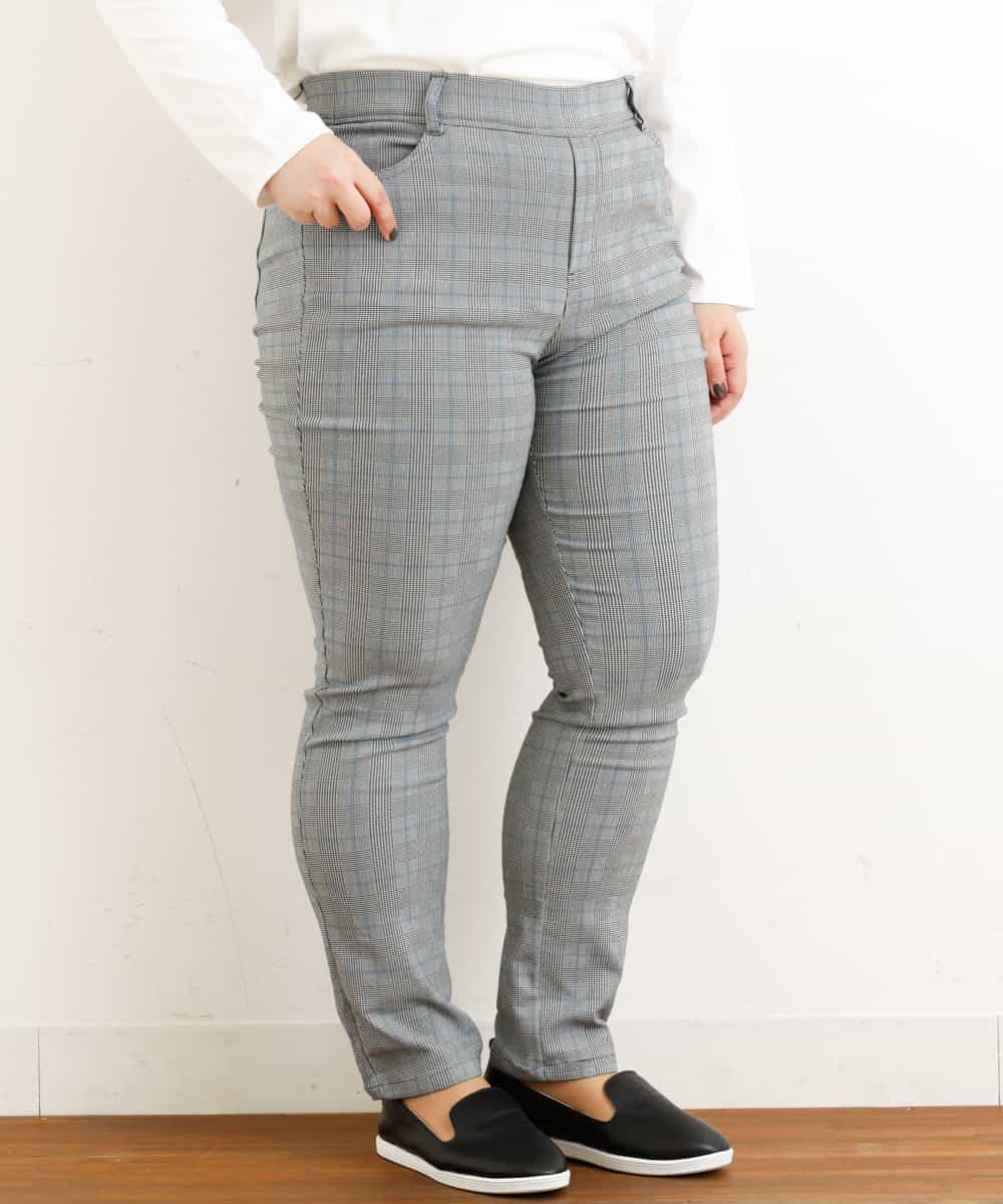 OLLLM04075 eur3(エウルキューブ) 【大きいサイズ】裏起毛のびのびスリムパンツ グレー(92)