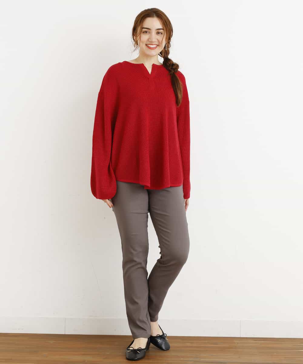 OLLLM04075 eur3(エウルキューブ) 【大きいサイズ】裏起毛のびのびスリムパンツ ダークグレー(93)