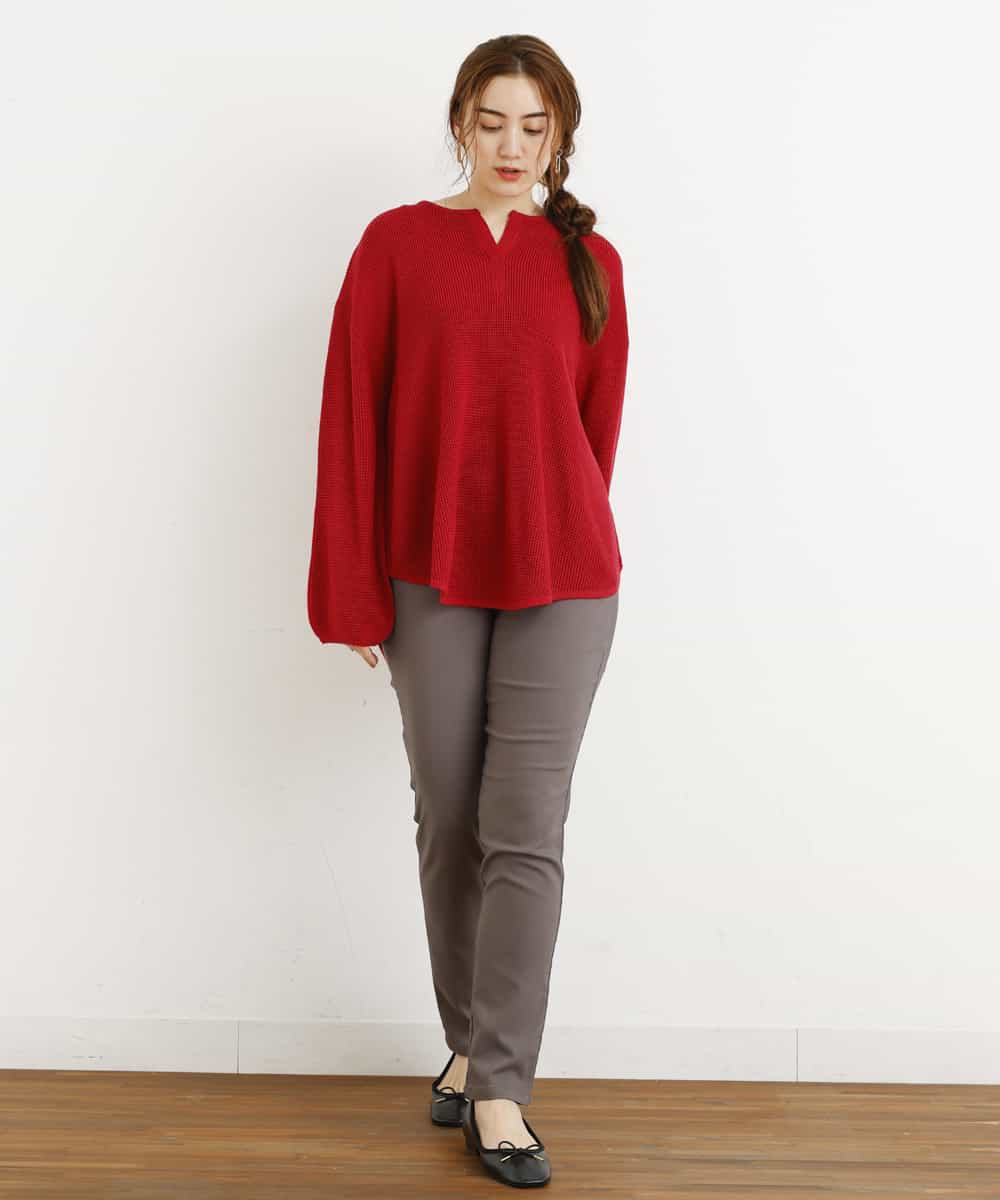 OLLLM04075 eur3(エウルキューブ) 【大きいサイズ】裏起毛のびのびスリムパンツ ダークグレー(93)