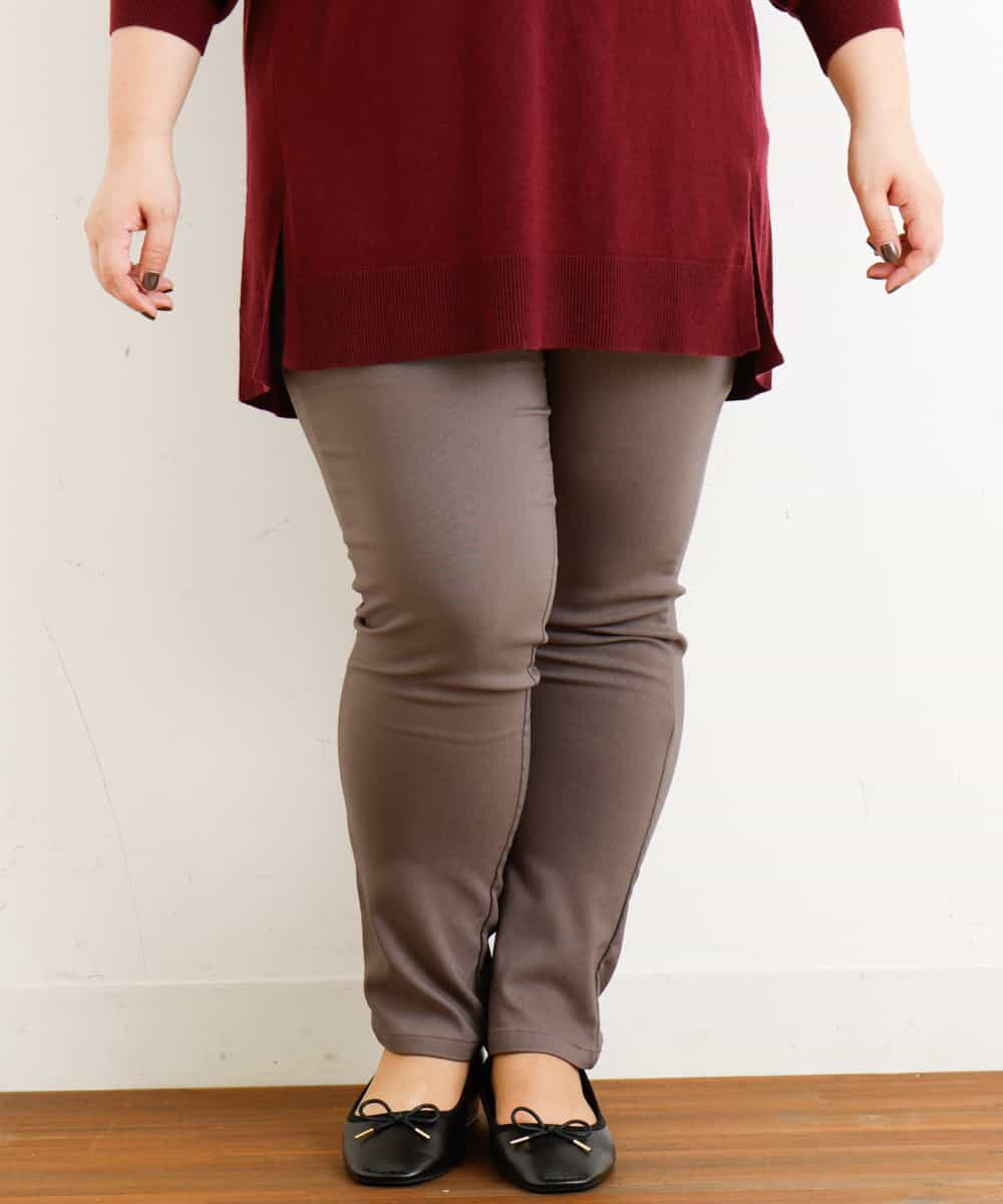 OLLLM04075 eur3(エウルキューブ) 【大きいサイズ】裏起毛のびのびスリムパンツ ダークグレー(93)