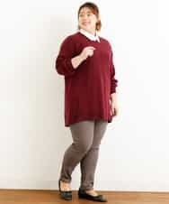 OLLLM04075 eur3(エウルキューブ) 【大きいサイズ】裏起毛のびのびスリムパンツ ダークグレー(93)