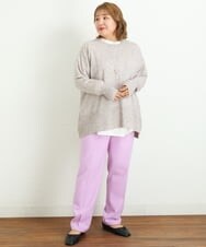 OLLLP02080 eur3(エウルキューブ) 【大きいサイズ】ロイヤルヒートテーパードパンツ ライトピンク(01)