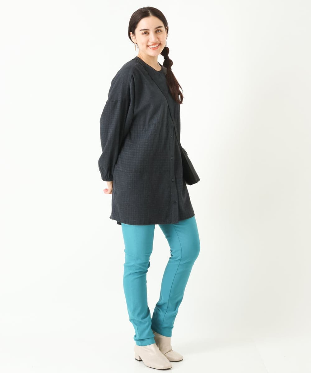 OLLLP08075 eur3(エウルキューブ) 【大きいサイズ】裏起毛ストレッチスリムパンツ ブルー(55)