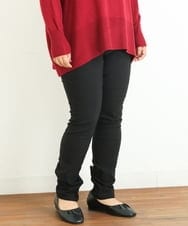 OLLLP08075 eur3(エウルキューブ) 【大きいサイズ】裏起毛ストレッチスリムパンツ ブラック(94)