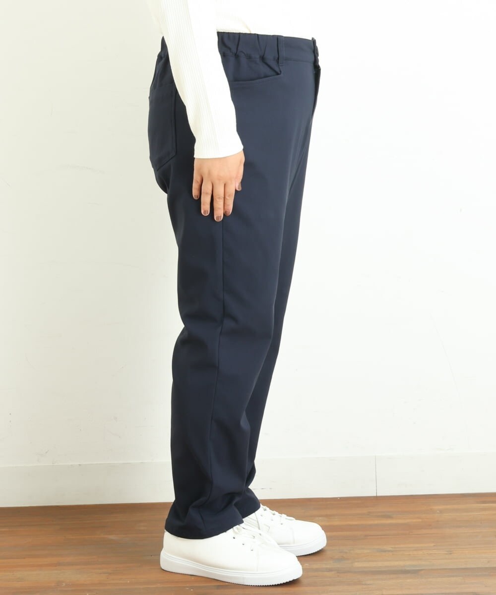 OLLLP22080 eur3(エウルキューブ) 【大きいサイズ】さらさらストレッチ裏起毛ストレートパンツ ネイビー(57)