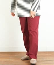 OLLLP22080 eur3(エウルキューブ) 【大きいサイズ】さらさらストレッチ裏起毛ストレートパンツ ワイン(77)