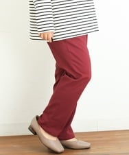 OLLLP22080 eur3(エウルキューブ) 【大きいサイズ】さらさらストレッチ裏起毛ストレートパンツ ワイン(77)