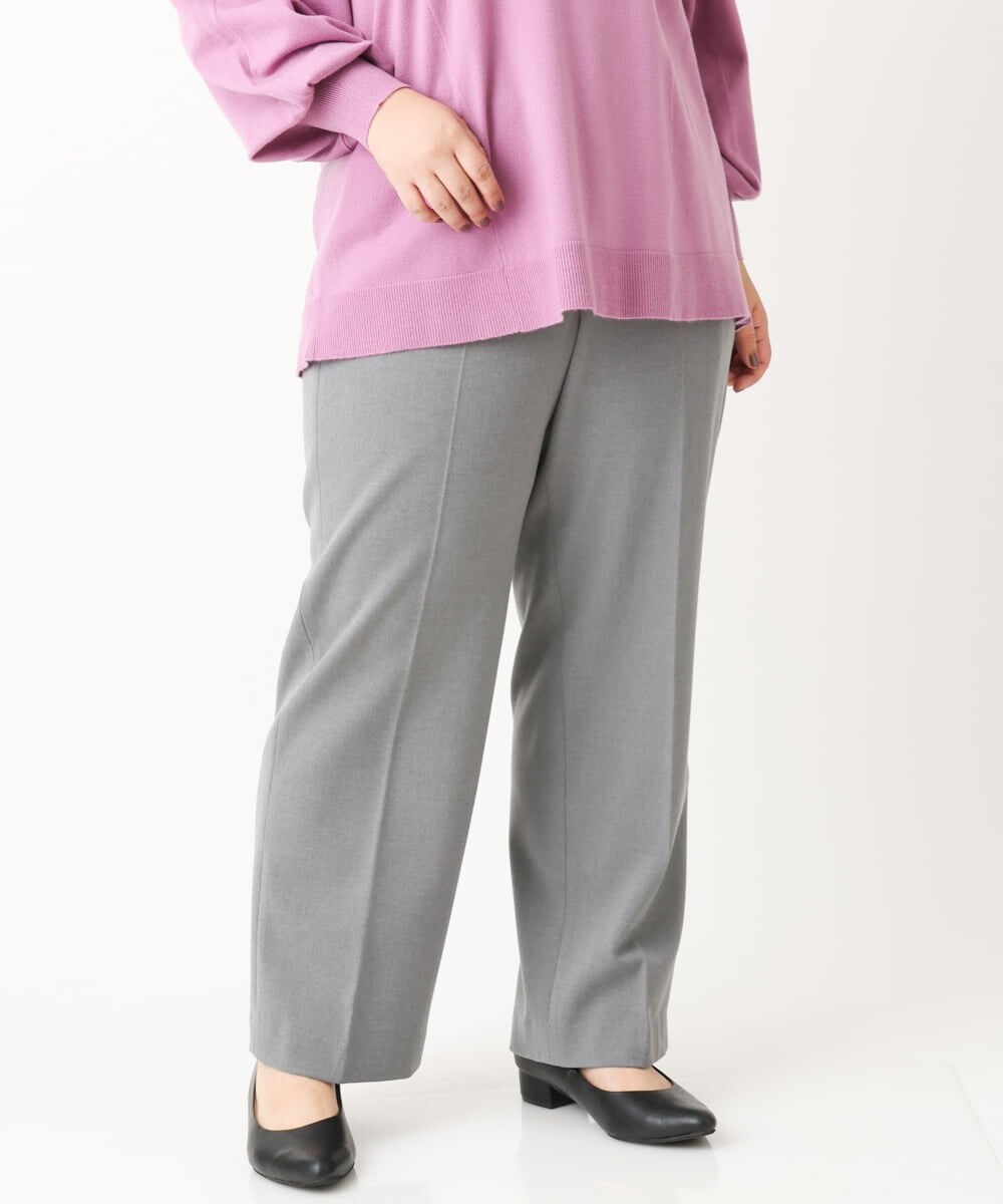 OLLLS05089 eur3(エウルキューブ) 【大きいサイズ】ロイヤルヒートストレートパンツ ダークグレー(93)