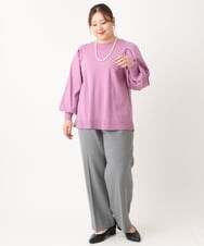 OLLLS05089 eur3(エウルキューブ) 【大きいサイズ】ロイヤルヒートストレートパンツ ダークグレー(93)