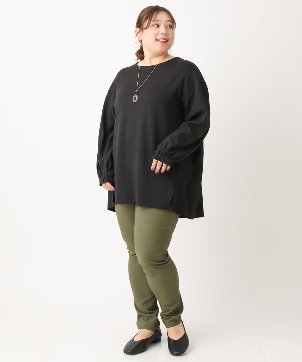 OLLLS09089 eur3(エウルキューブ) 【大きいサイズ】裏起毛ストレッチパンツ カーキ(36)
