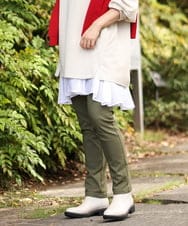 OLLLS09089 eur3(エウルキューブ) 【大きいサイズ】裏起毛ストレッチパンツ カーキ(36)