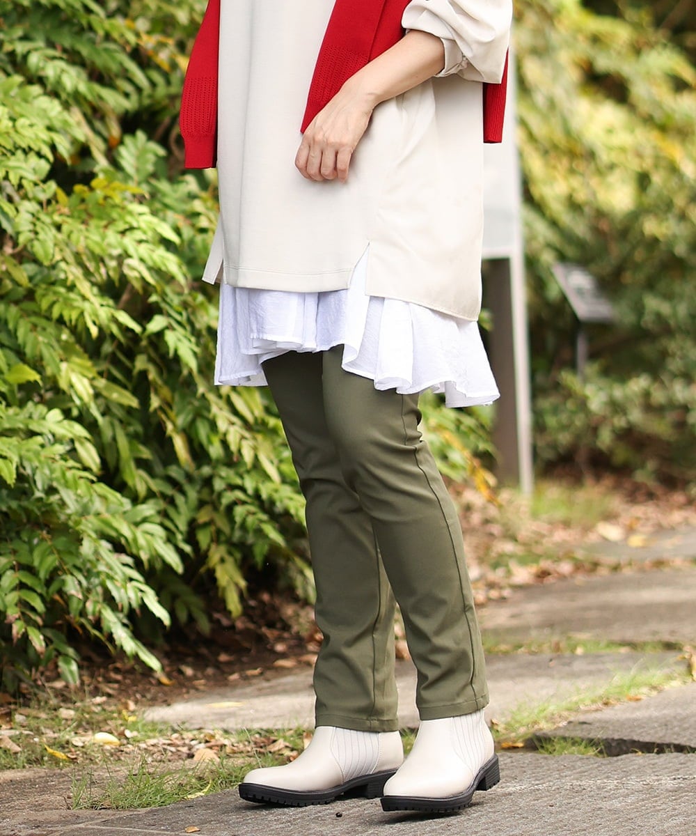 OLLLS09089 eur3(エウルキューブ) 【大きいサイズ】裏起毛ストレッチパンツ カーキ(36)