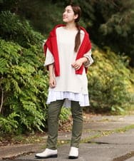 OLLLS09089 eur3(エウルキューブ) 【大きいサイズ】裏起毛ストレッチパンツ カーキ(36)