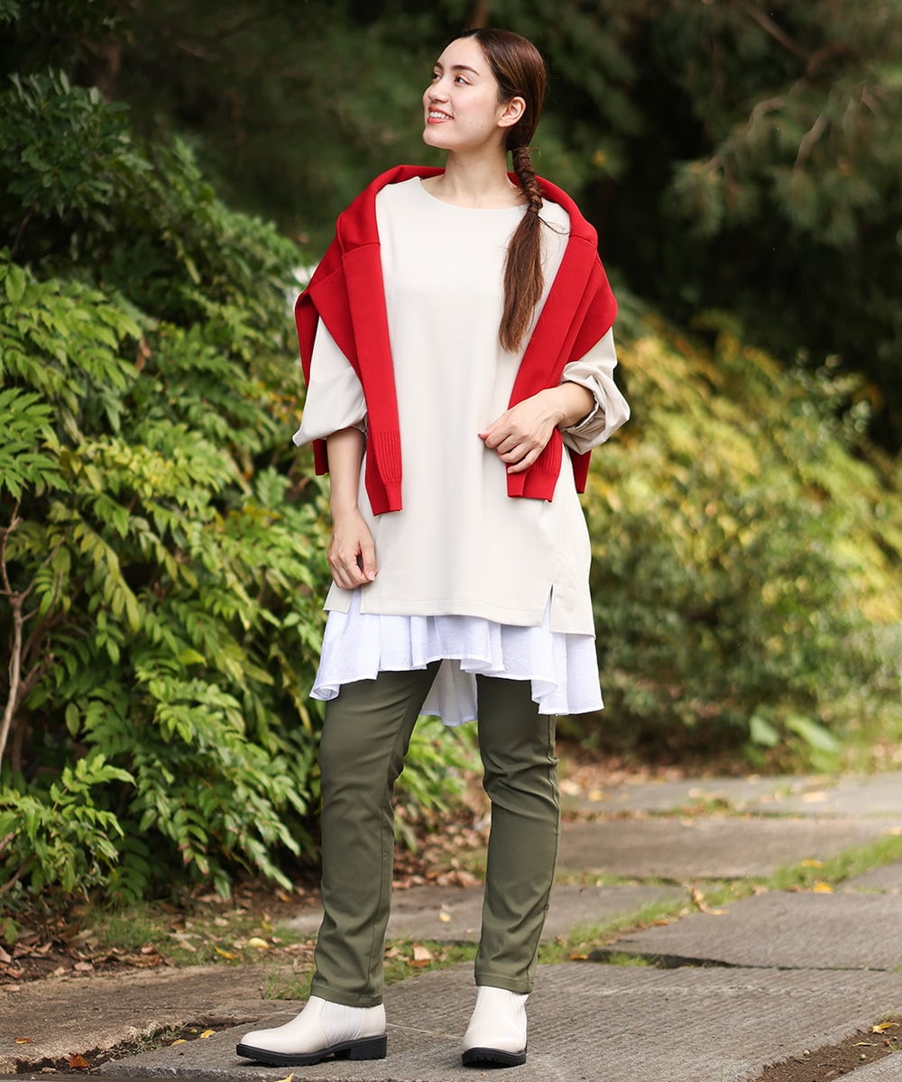 OLLLS09089 eur3(エウルキューブ) 【大きいサイズ】裏起毛ストレッチパンツ カーキ(36)
