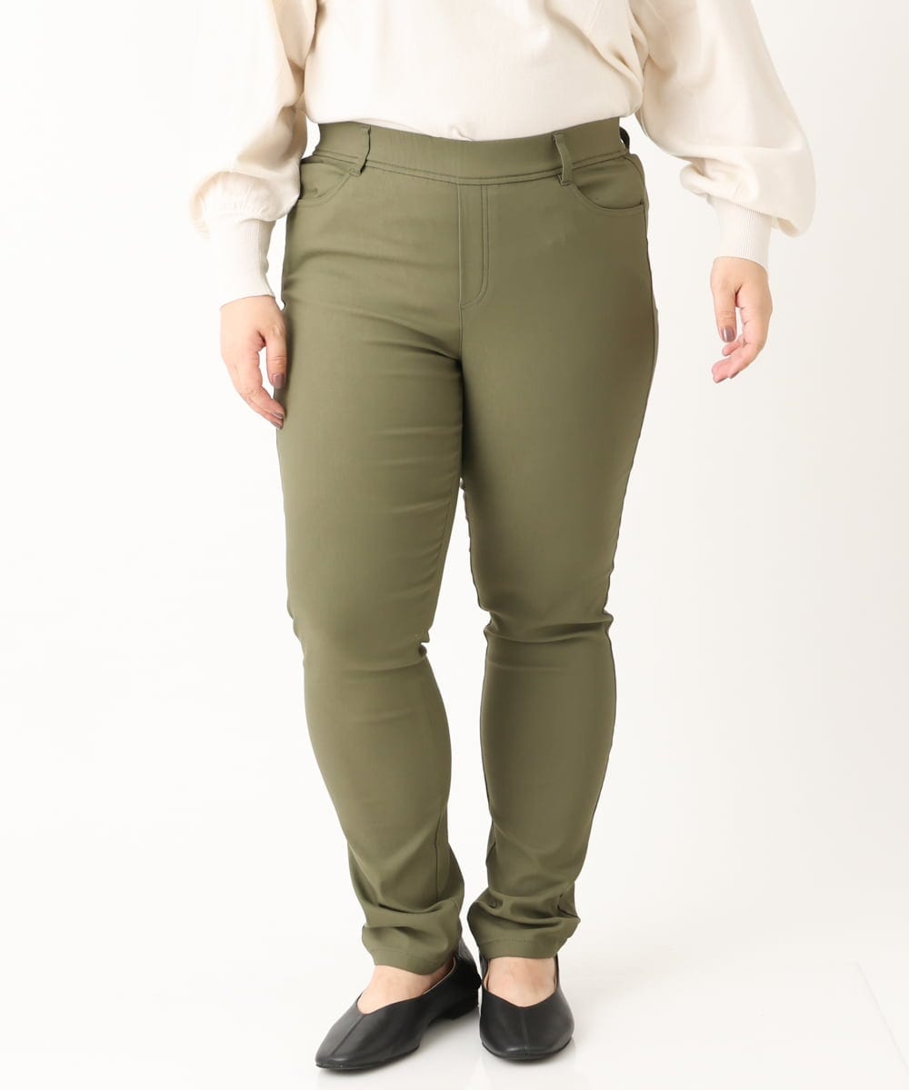 OLLLS09089 eur3(エウルキューブ) 【大きいサイズ】裏起毛ストレッチパンツ カーキ(36)