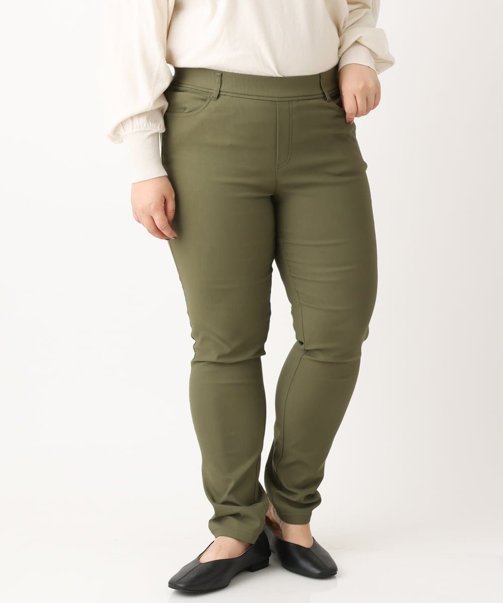 OLLLS09089 eur3(エウルキューブ) 【大きいサイズ】裏起毛ストレッチパンツ カーキ(36)