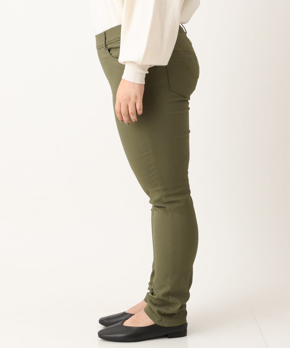 OLLLS09089 eur3(エウルキューブ) 【大きいサイズ】裏起毛ストレッチパンツ カーキ(36)