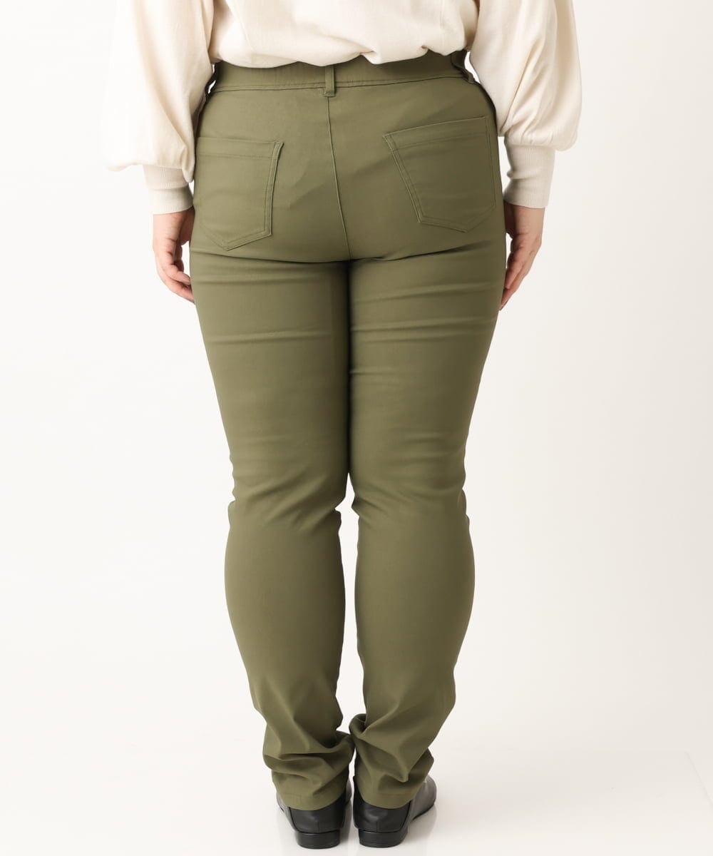 OLLLS09089 eur3(エウルキューブ) 【大きいサイズ】裏起毛ストレッチパンツ カーキ(36)