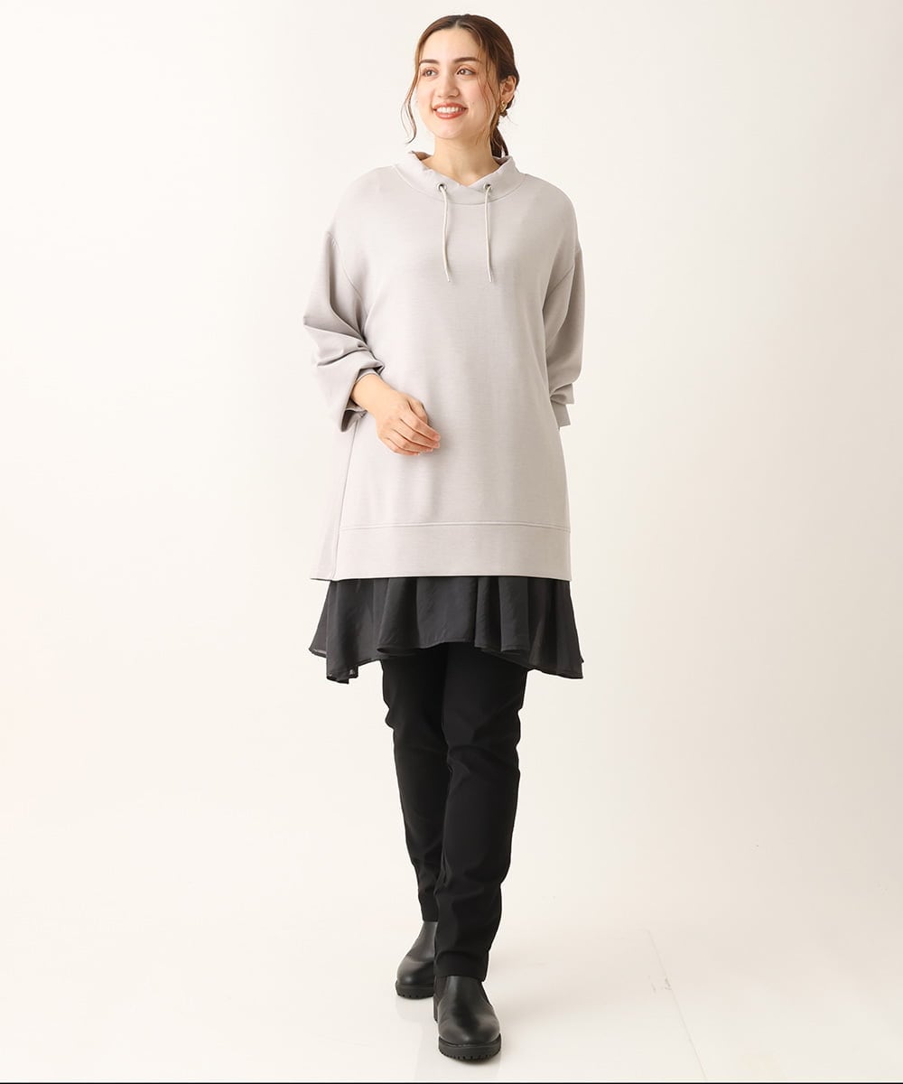 OLLLS09089 eur3(エウルキューブ) 【大きいサイズ】裏起毛ストレッチパンツ ブラック(94)