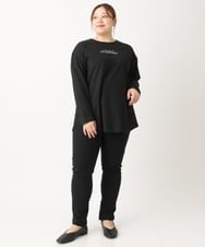 OLLLS09089 eur3(エウルキューブ) 【大きいサイズ】裏起毛ストレッチパンツ ブラック(94)