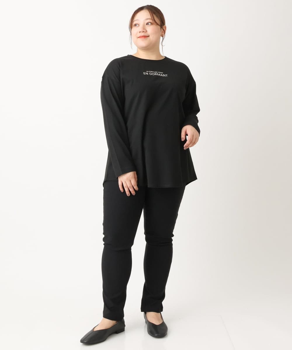 OLLLS09089 eur3(エウルキューブ) 【大きいサイズ】裏起毛ストレッチパンツ ブラック(94)