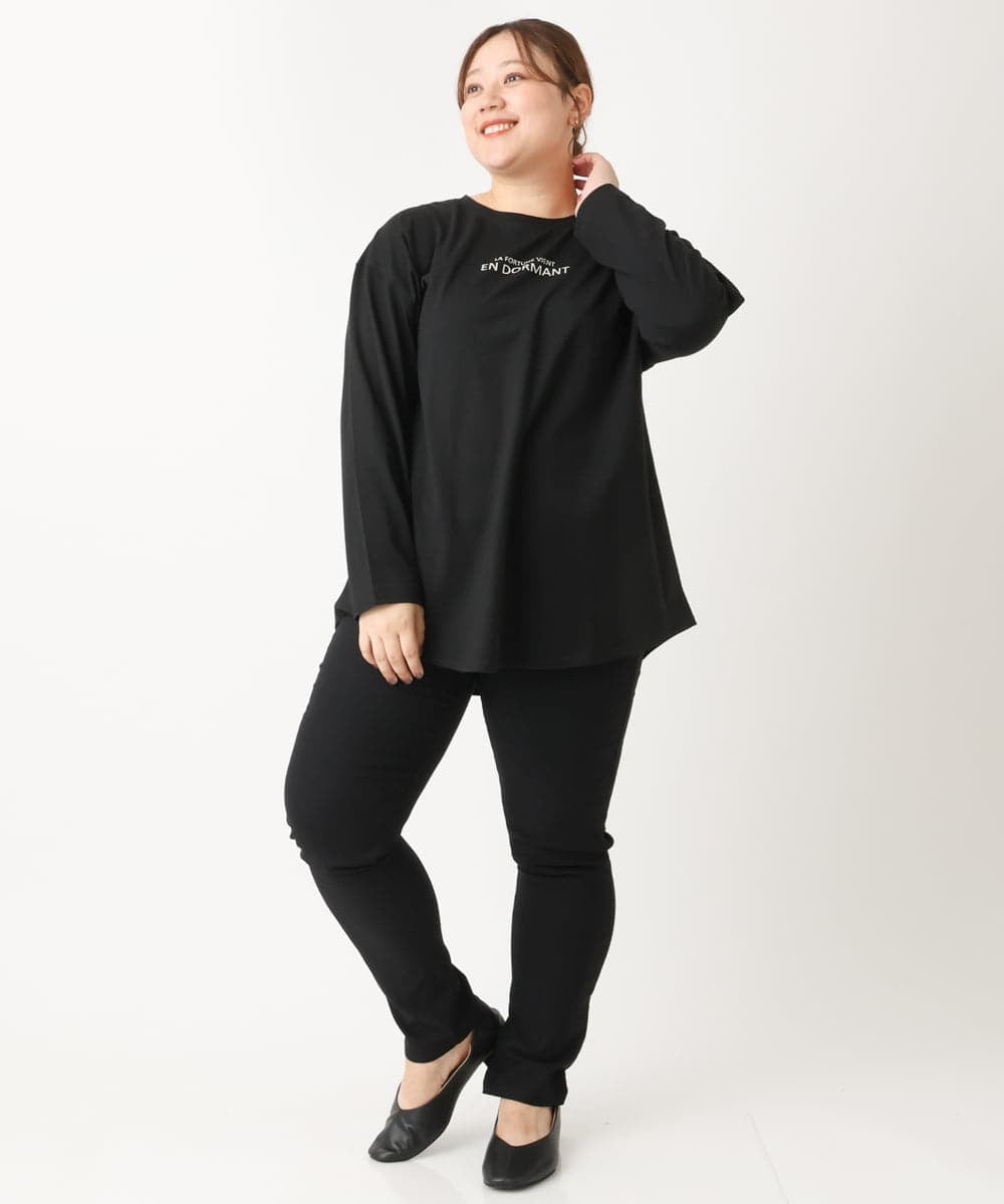 OLLLS09089 eur3(エウルキューブ) 【大きいサイズ】裏起毛ストレッチパンツ ブラック(94)