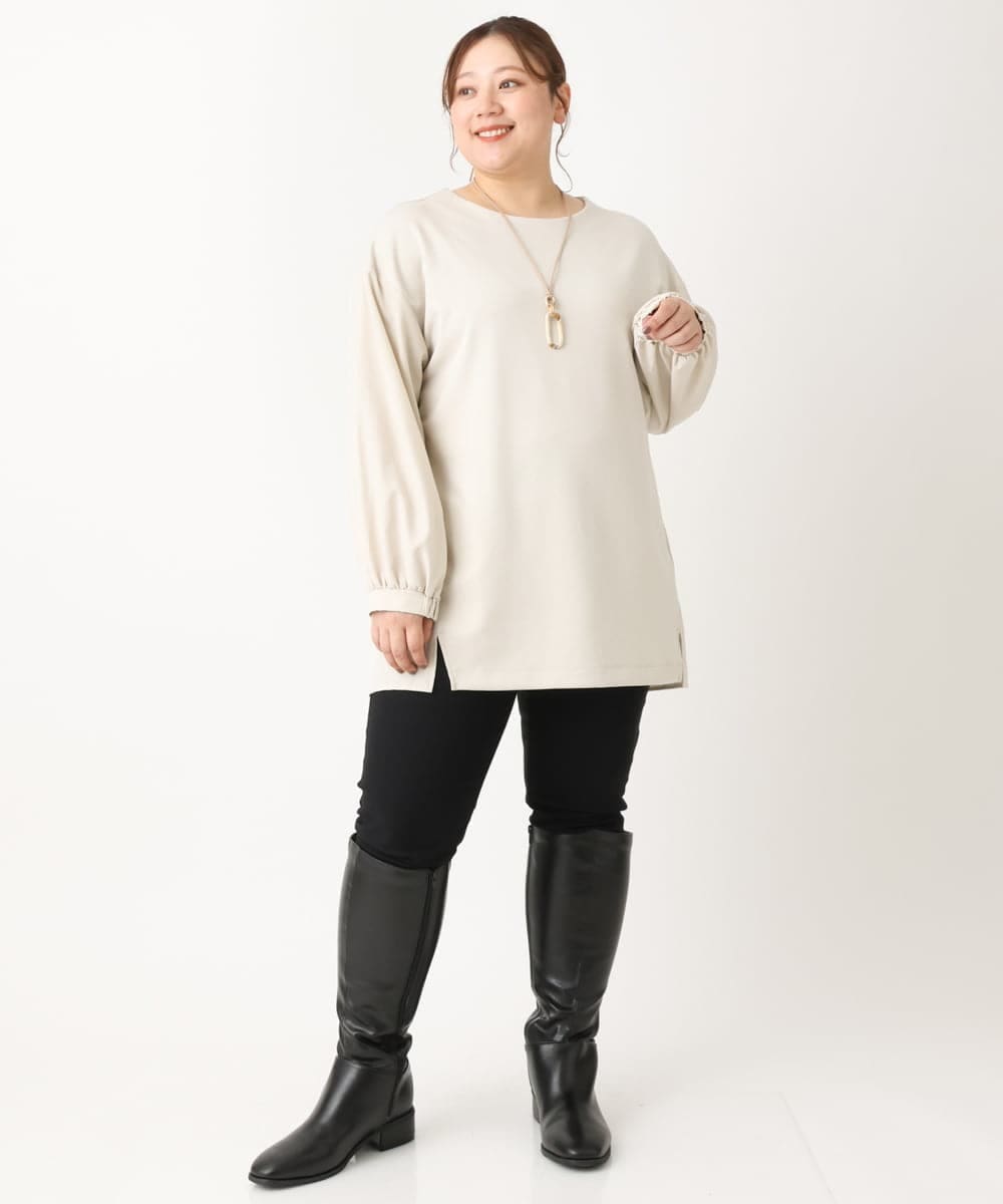 OLLLS09089 eur3(エウルキューブ) 【大きいサイズ】裏起毛ストレッチパンツ ブラック(94)